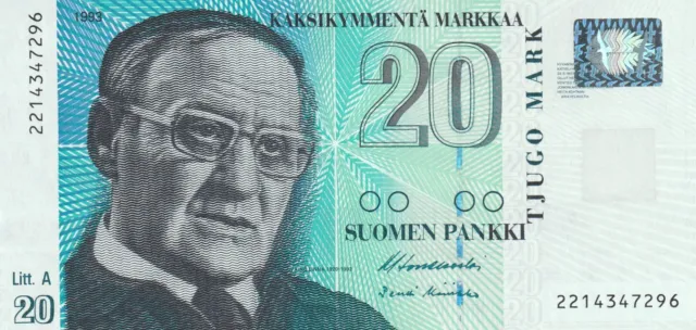 Finland, 20 Markkaa, 1993(1997), P-123, UNC Banknote