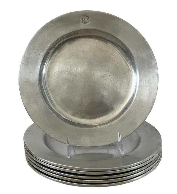 Vintage Colonial Crest RWP Wilton Armetale Pewter Dinner Plate 10.5" Set Of 6
