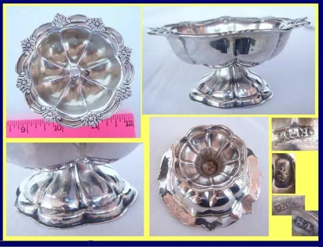 Antique Russian Silver Salt Dish W 2 Salt Caviar Spoons Scoops Moscow 1866 (4305 3
