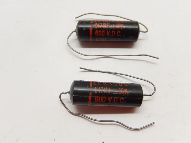 Vintage Nos Sprague 160P Black Beauty .047 Mfd 600 Vdc 10% Capacitor Lot Of 2 #1