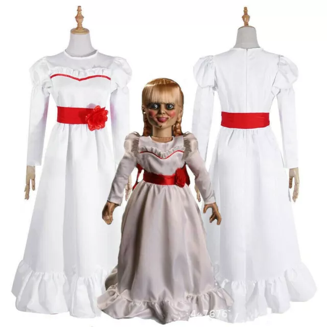 Adult Kids Halloween Cosplay ANNABELLE The Conjuring Doll Fancy Dress Costume