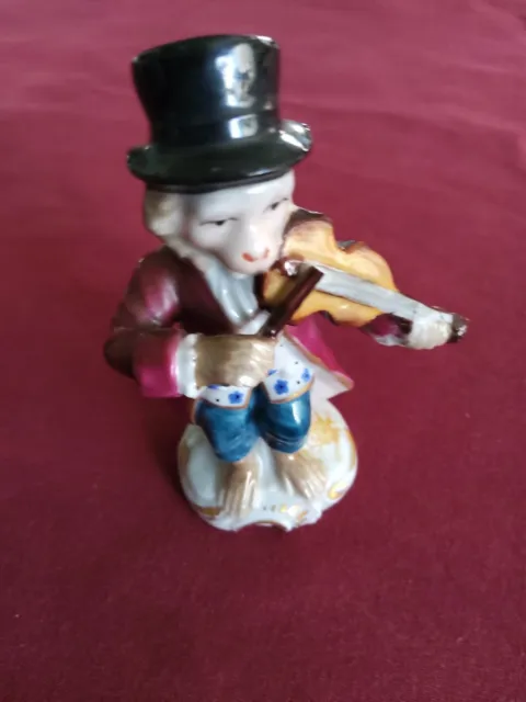 4” Sitzendorf Monkey Band Violin  Figurine