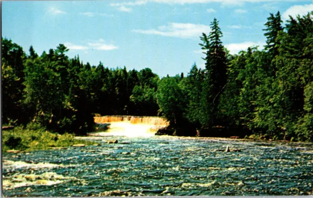 Tahquamenon River, MI - Lower Falls - Upper Peninsula - Vtg Postcard, Unposted