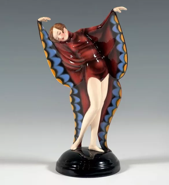 Goldscheider Wien Vienna Art Déco Figur Schmetterling Kostüm Lorenzl  Mnr: 2606