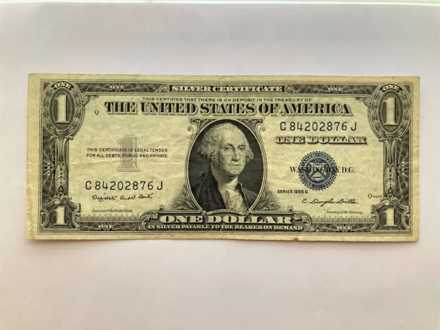 Series 1935-G No Motto $1 Silver Certificate Block: CJ