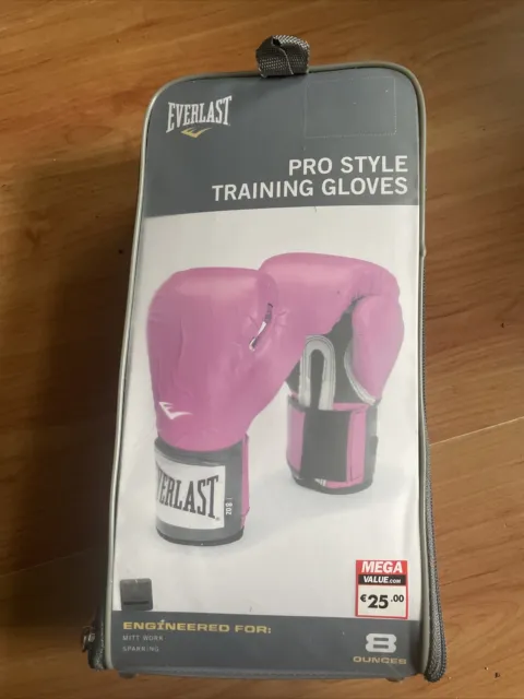 Everlast Pro Style training boxing gloves 8oz mitt gym Bag RRP £34.99 Pink