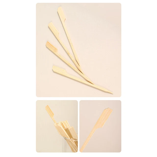 100pcs Bamboo Skewers Wooden Cocktail Toothpicks Bamboo Paddle Picks Food Skewer