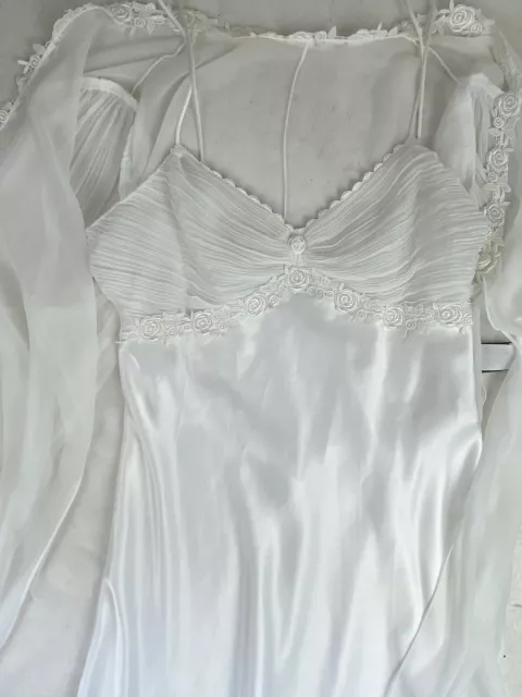 JONQUIL by DIANE SAMANDI White Night Gown Slip With Cover Set