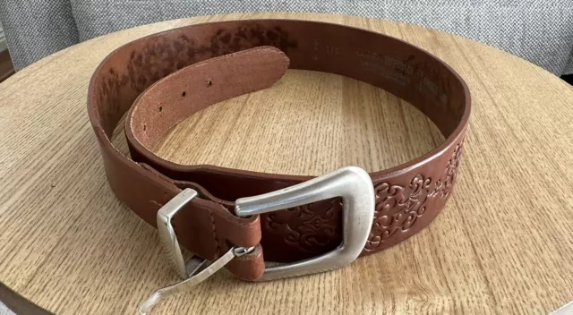 Vintage Country Road Brown Tooled Genuine Leather Belt Size Small