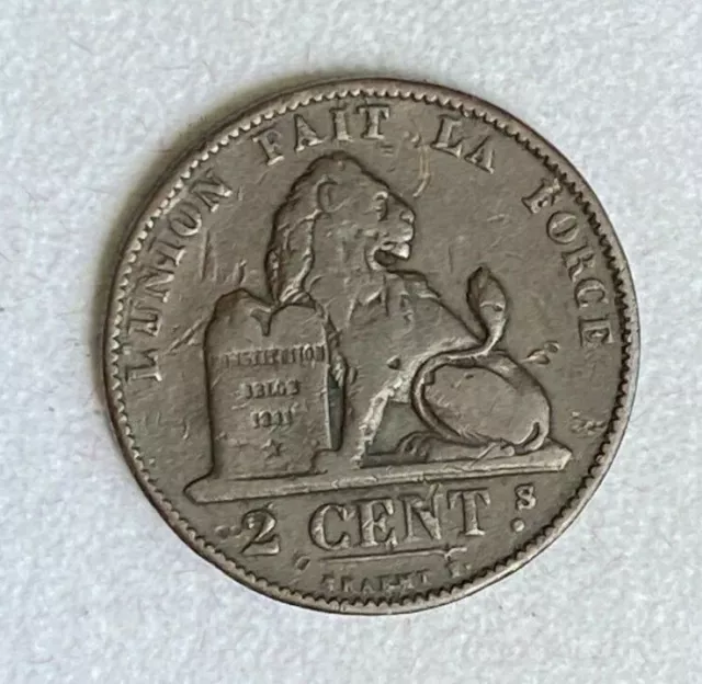 Monnaie Belgique Roi LEOPOLD II 2 centimes 1874