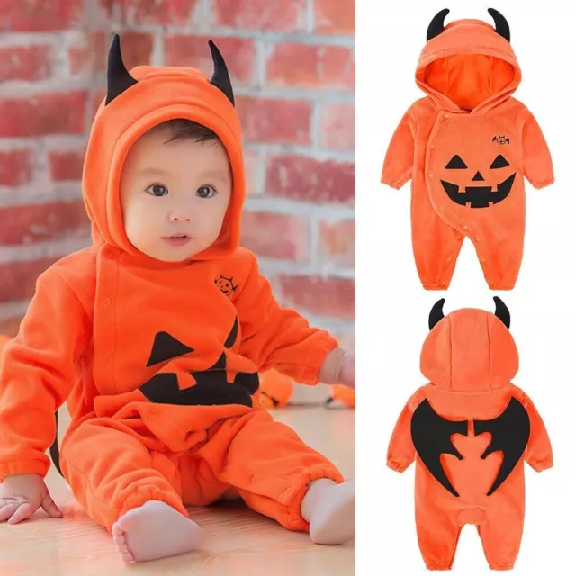 Cappotto in pile Bebè Halloween Costume per bambini Tuta di zucca arancione