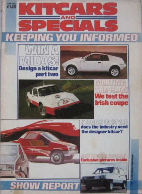 Kitcars and Specials magazine June 1985 featuring JBA Falcon, Clan, BRA