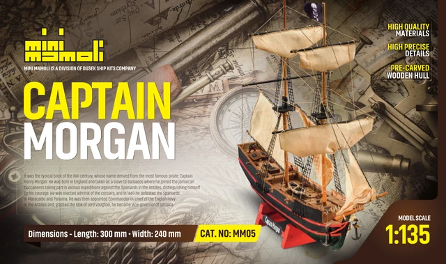 Modellino In Legno Da Costruire MM05 Captain Morgan - Mini Mamoli - Nave Pirata In Scala - Made In Italy