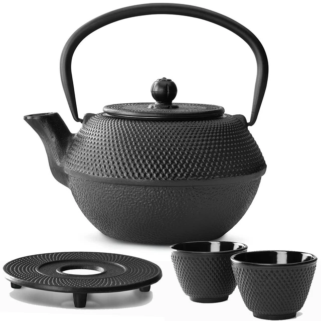 Asia Tee Set Gusseisen asiatisch Teekanne Teesieb Becher Untersetzer 1,1 L sw
