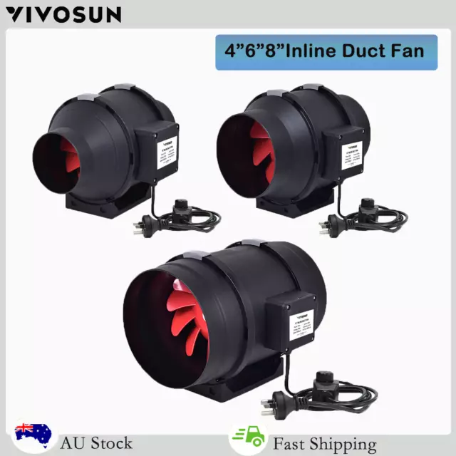 VIVOSUN 4/6/8 Inch Inline Duct Fan with Variable Speed Controller for Grow Tent
