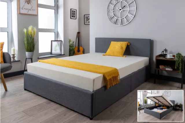 Ottoman storage gas lift up double & king size leather bed memory foam mattress deals