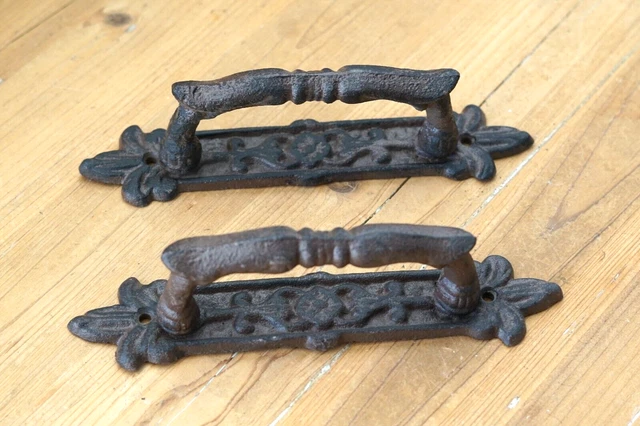 2 Cast Iron Antique Style Barn Handles Gate Pull Shed Door Handles Pulls Garden