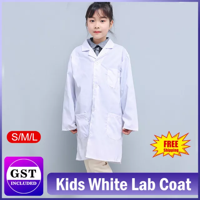 AU Kids Doctors White Lab Coat Scientist Childrens Fancy Dress Costume Girls Boy
