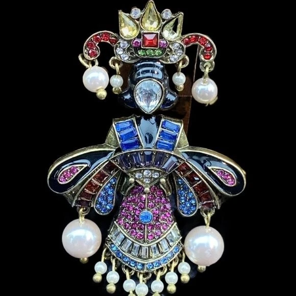 Heidi Daus Swarovski Crystal vintage Japanese woman  brooch pin