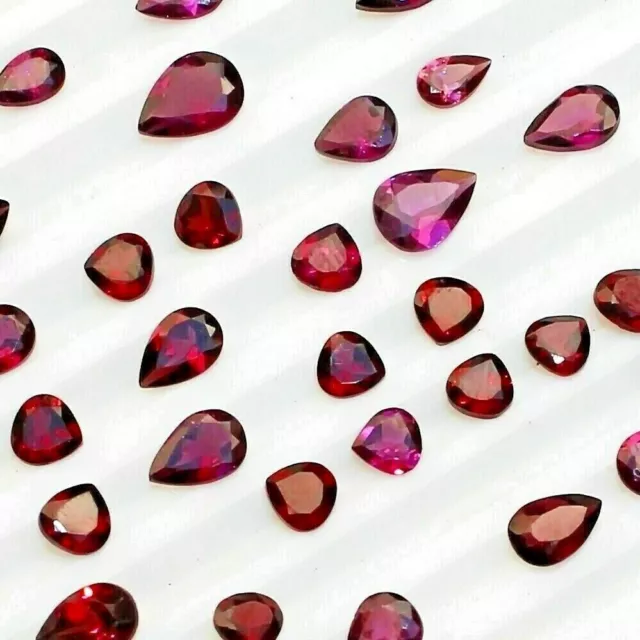 Wholesale Lot 4x4mm to 8x5mm Pear Faceted Rhodolite Garnet Loose Calibrated Gems