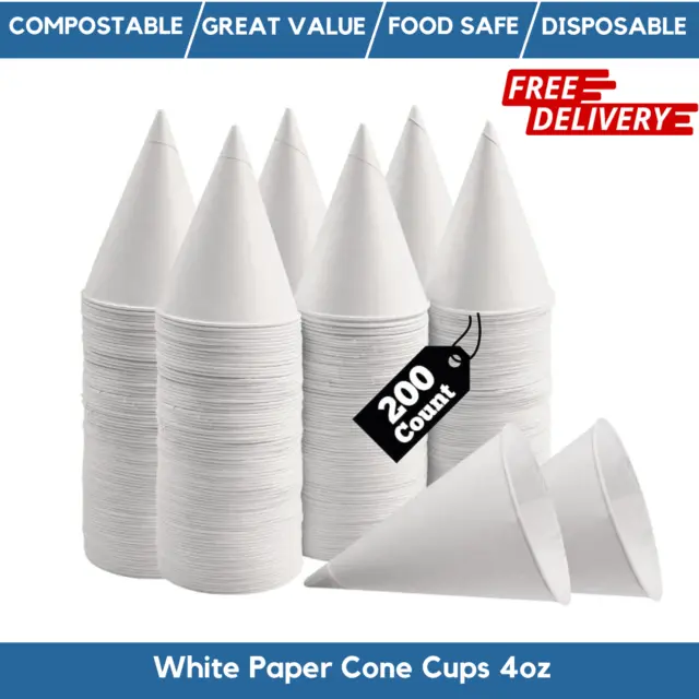 Disposable Paper Cone Cups For Water Cooler 4oz 200pcs - 5000pcs White Paper