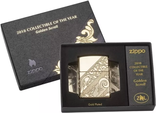 Zippo Windproof ARMOR Lighter GOLDEN SCROLL 2018 COTY Collectible NEW RARE