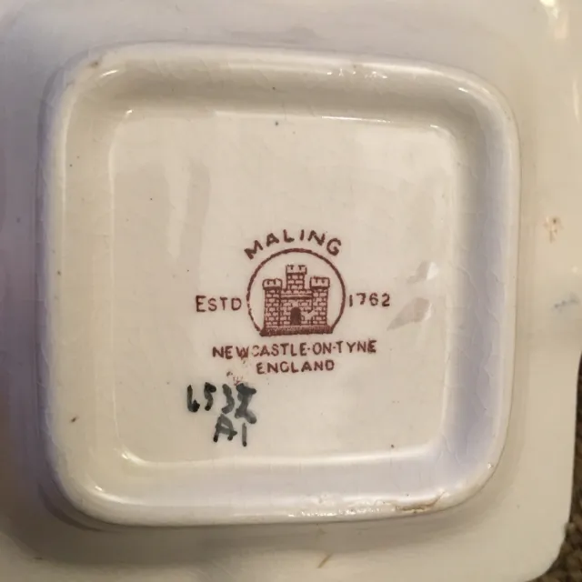 Vintage Lusterware Maling Ashtray New Castle-On-Tyne England Square Ashtray 3