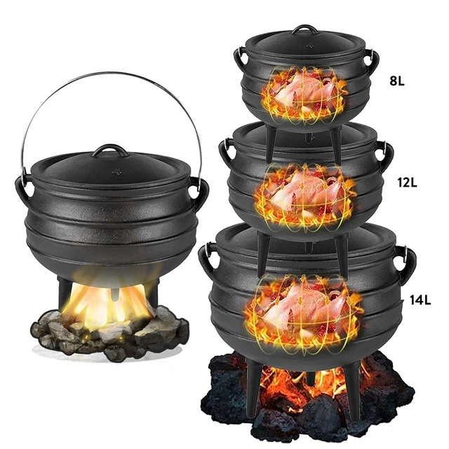 Potjie Feuerkessel Feuertopf Kochtopf Gusseisen Bräter Gusstopf Camping Füße