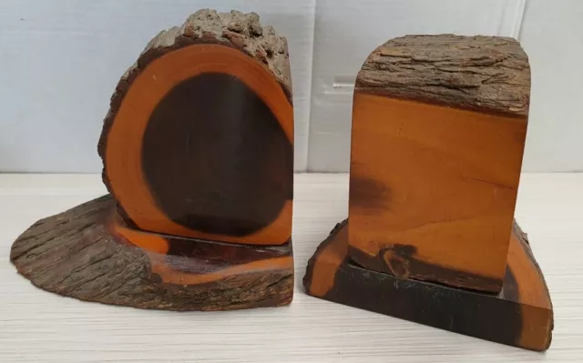 Vintage Crown Mulga Wood (acacia aneura) Pair of Bookends 11cm Tall Australiana 2