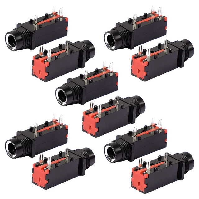 uxcell Audio 6.35mm 1/4 Inch 3Pin Mono Jack Panel Mount PCB Connectors 10 Pcs