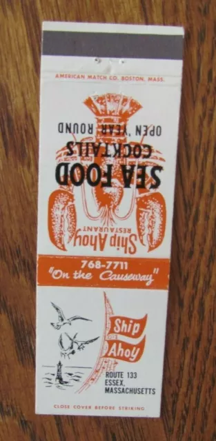 Animal Lobster Matchbook Matchcover: Ship Ahoy (Essex, Massachusetts) -F1