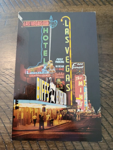 Postcard NV Nevada Las Vegas Casino Center Fremont Street Night View Neon Signs