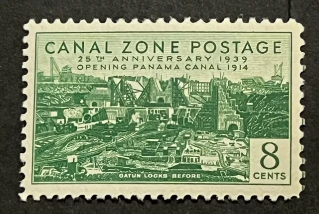 Travelstamps: 1939 Canal Zone Stamps Scott #126 - 8c Denomination Mint MOGLH 2