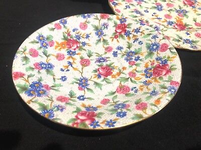 Vintage Royal Winton Grimwades Old Cottage Chintz 8" 3-Round Plate and 2 Saucers 3