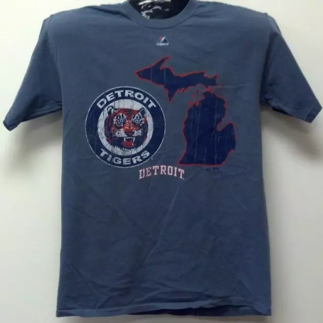 T-shirt MLB Detroit Tigers Baseball Cooperstown Pigmento Piombo Doppia Digitato