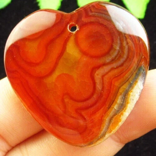 Red Onyx Druzy Geode Agate 37x7mm Heart Centerpiece Pendant Bead #3003