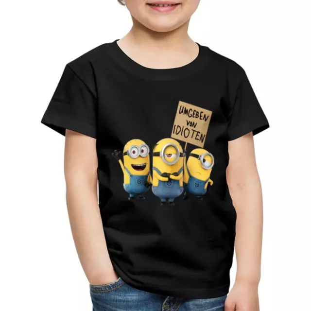 Minions Mit Schild Umgeben Von Idioten Kinder Premium T-Shirt