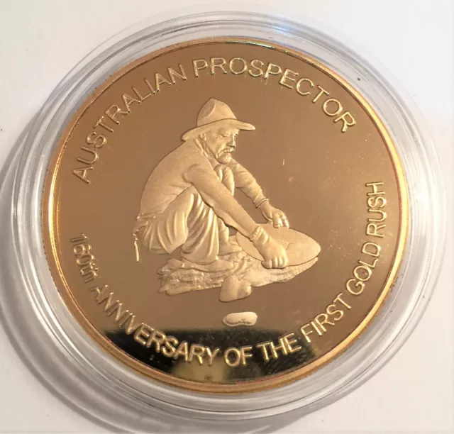 Gold Prospector, 1 troy Oz Coin, 999 24 k Gold Plated, Gold Rush, Gold Nugget