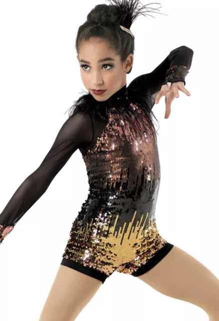 Dance  Costume Weissman 10585 Rose Small Adult Jazz Sequin Tap Sequin Striped La