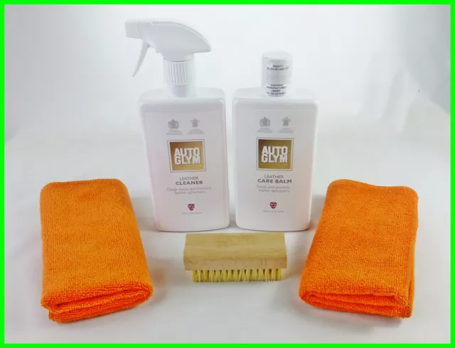 Autoglym Leather Cleaner & Care Balm KIT with Brush and 2 Microfibre Cloths