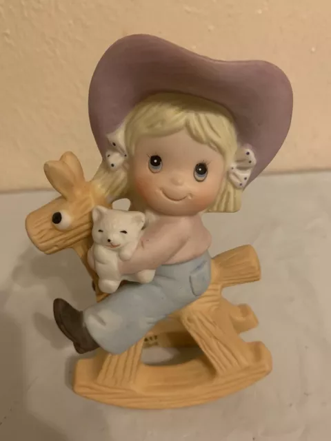 Vintage Homco Figurine Little Girl Cowgirl on Rocking Horse #1417