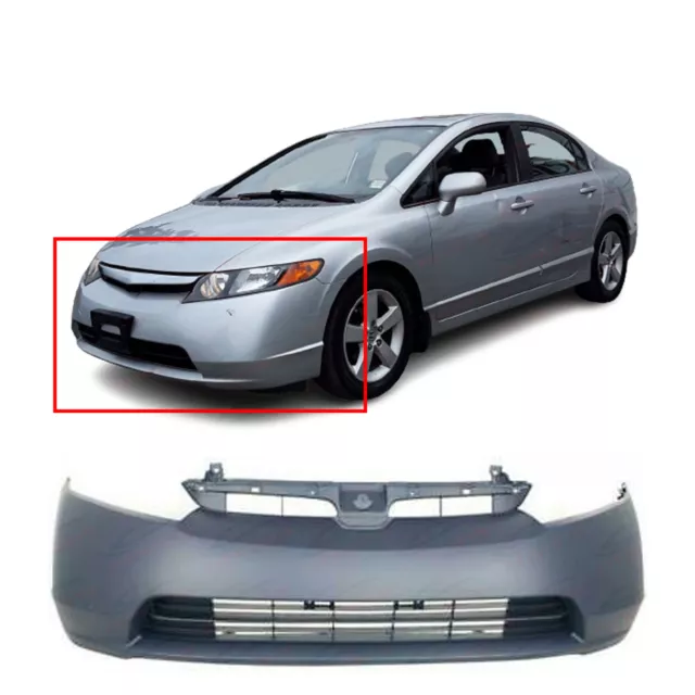 Primed Front Bumper Cover Fascia for 2006 2007 2008 Honda Civic 1.8 Sedan