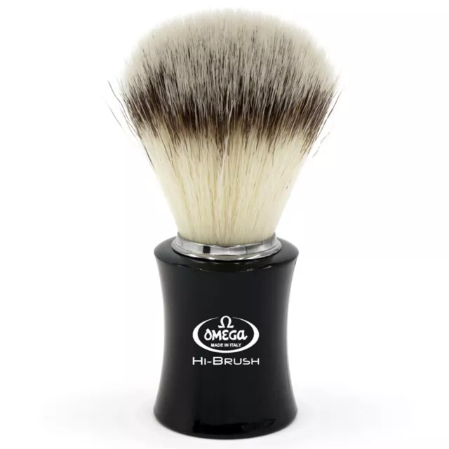 Omega 0146818 pennello da barba pelo (chiaro) sintetico Hi Brush  manico nero