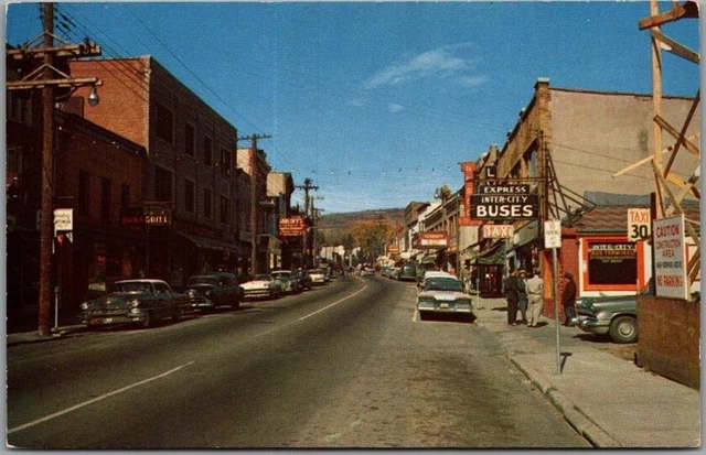 Vintage 1950s LIBERTY, New York Postcard MAIN STREET Downtown Scene / Unused