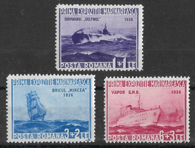 Briefmarken Rumänien 1936 Schiffe ungebraucht Satz komplett