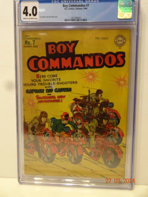 Boy Commandos #7 Cgc 4.0 Cream To Off-White Pages 1944