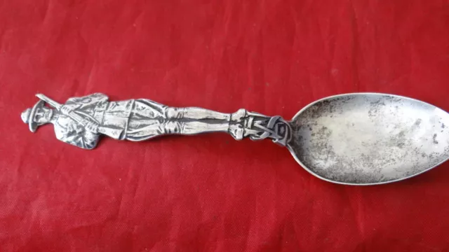 Very Fine Antique Doughboy WWI Soldier Figural Sterling Silver Souvenir Spoon