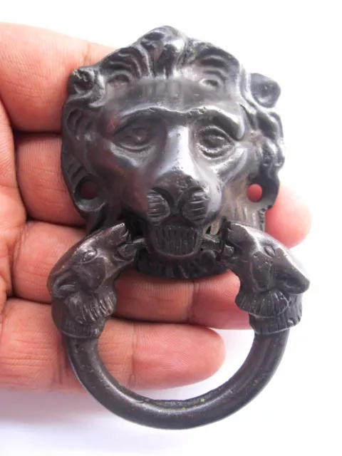 Vintage Antique Style Hand Made Solid Brass Lion Small Door Knocker Handle