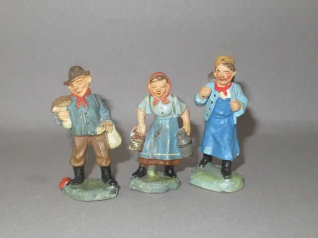 Alte Marolin / JüWE Massefiguren Bauer Pilzsammler Bäuerin 6-7cm Serie Alte Marolin / JüWE Massefiguren Bauer Pilzsammler Bäuerin 6-7cm Serie