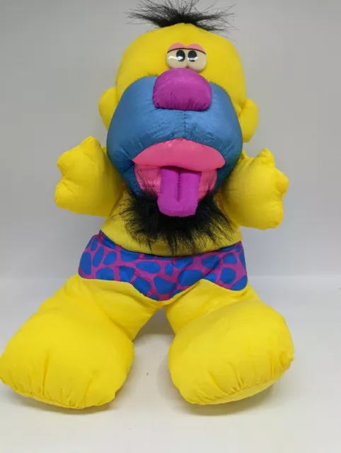 Vintage Fisher Price 1992 Yellow Caveman Puffalump Stuffed Doll Grunts